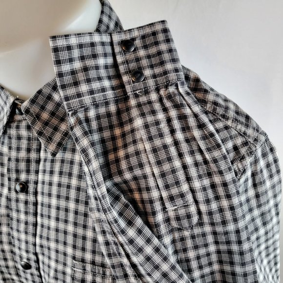 Lucky Brand Shirt Mens Large Black Pearl Snap Plaid Check Western Cowboy Rodeo - Picture 6 of 9